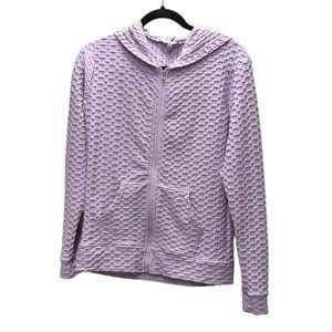 White Birch Honeycomb‎ Lilac Full Zip Up Hooded Lightweight Jacket